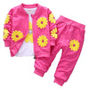 1-5Years Toddler&Little Girls Flowers Print 3 Piece Sets T Shirt Vest and Pants (3-4Years, Hot Pink)
